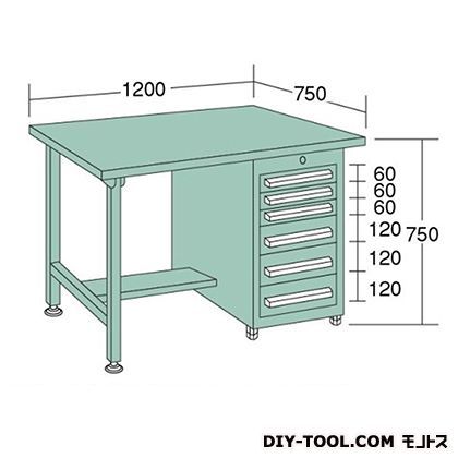 中量作業台 幅×奥行×高さ:1800×750×750mm KS187A 1