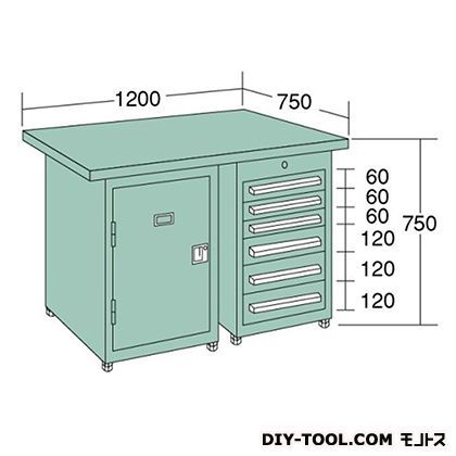 中量作業台 幅×奥行×高さ:1800×750×750mm KS187C 1