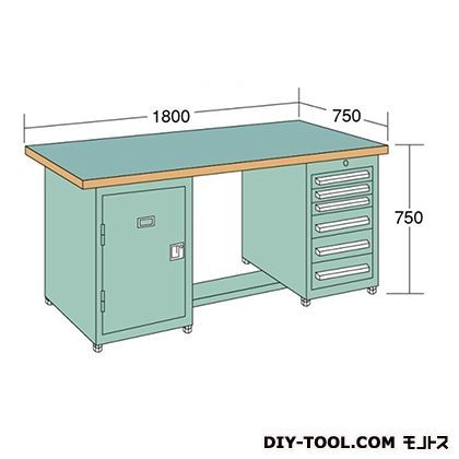 中量作業台 幅×奥行×高さ:1800×750×750mm KL187C 1