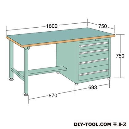 中量作業台 幅×奥行×高さ:1200×750×750mm KL127D 1