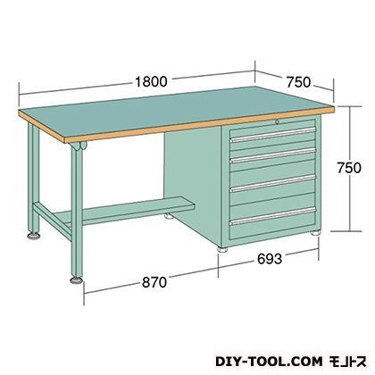 中量作業台 幅×奥行×高さ:1500×750×750mm KL157D 1