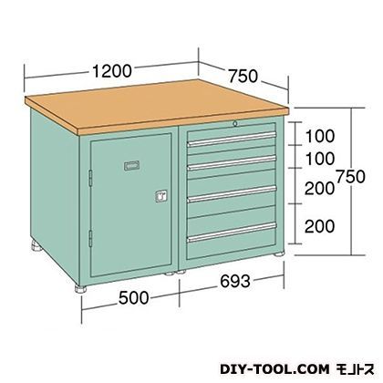 中量作業台 幅×奥行×高さ:1200×750×750mm KW127E 1