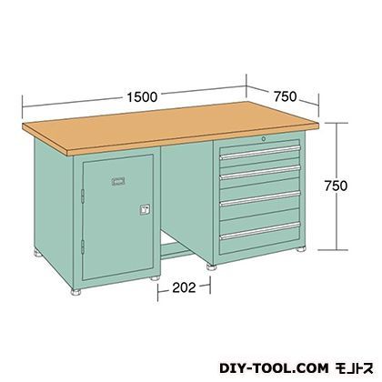 中量作業台 幅×奥行×高さ:1500×750×750mm KW157E 1
