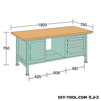 中量作業台 幅×奥行×高さ:1200×750×750mm CW127H 1
