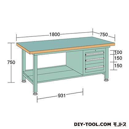 中量作業台 幅×奥行×高さ:1500×750×750mm CL157F 1
