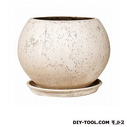 植木鉢グローブプレーンL皿付 H132-11 ホワイト 1