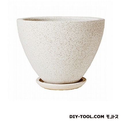 植木鉢ネストミドル390皿付 445-03 アイボリー 1