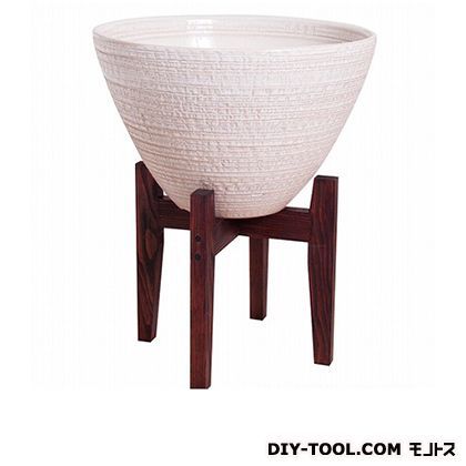 睡蓮鉢シェル木製スタンド付 ホワイト 530-31 1