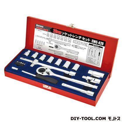 20pcsソケットレンチセット1/2DR レッド SWS-420 1点