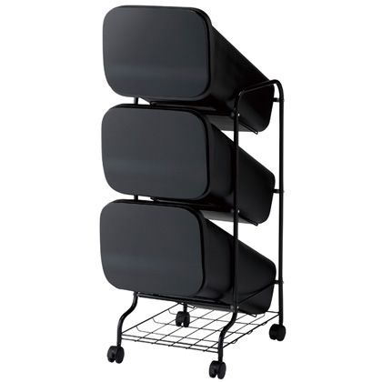 スムース分別ごみ箱3段ダストボックスGBBH002 ブラック 60L 252809 1点