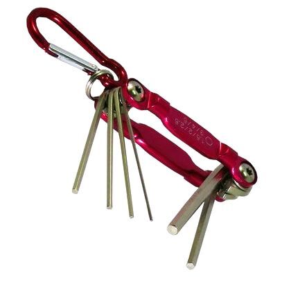 カラビナ付き六角レンチセットミリ6PC 赤 KHX-620 1