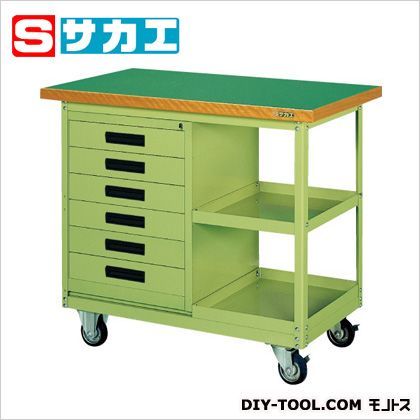 移動作業車(6段引出し・ロッカー付) グリーン SKR310 1