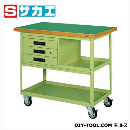 移動作業車(上段3段引出し付) グリーン SKR320 1
