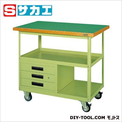 移動作業車(下段3段引出し付) グリーン SKR330 1