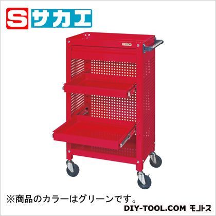 スーパースペシャルワゴン(パンチングパネル・引出し・スライド棚2枚付) グリーン SSW116S2CP3 1