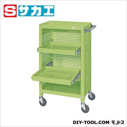 スーパースペシャルワゴン(パンチングパネル・スライド棚付) グリーン SSW116S2P3 1