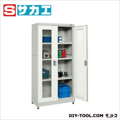 キャビネット保管システム ボールスライドレール仕様 透明窓(塩ビ)付扉 グレー W877×D500×H1840mm B-18AAGY 1