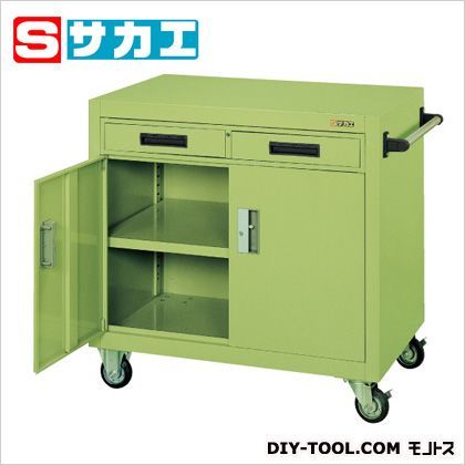 パネルワゴン(ごむ車・引出し・扉付) グリーン PGW7A 1