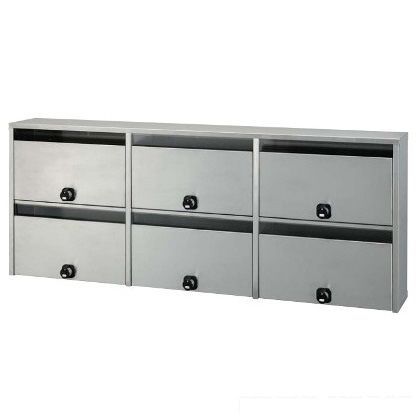 RYポスト6戸用ダイヤル錠前入前出 H445×W1080×D150mm 244-902 1点