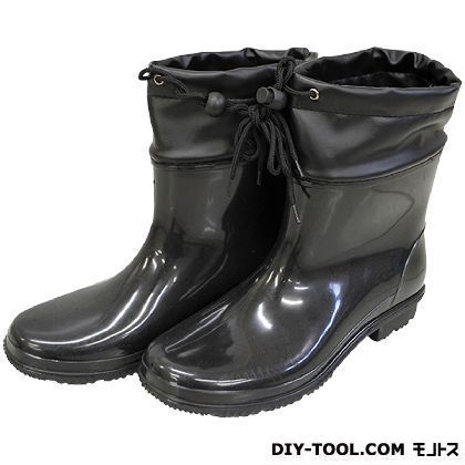 PVCショートカバー付長靴 ブラック 24.5cm SS-0150 1