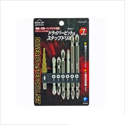 ドライバービット&ステップドリルセット 7pcs 1