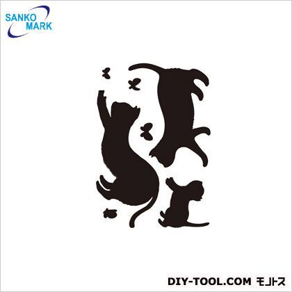 ねこファミリ-1 ウォールステッカー 黒 NWS-24 1枚