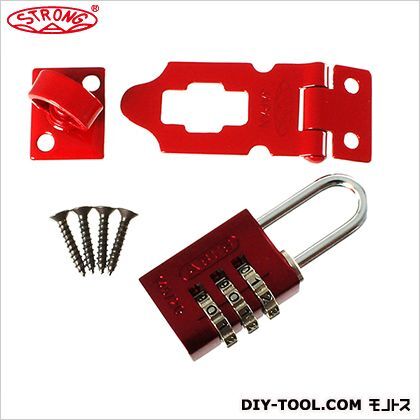 ストロング掛金+カラー南京錠セット レッド 45×22mm NK-A-SP-RE-45 1 1