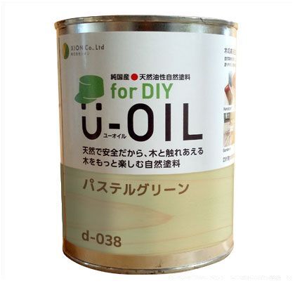 U-OILforDIY天然油性国産塗料 パステルグリーン 3.8L d-038-5 1
