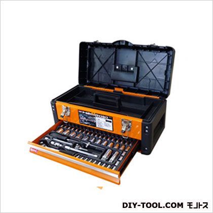 引き出し付ツールボックスソケットセット2段/工具箱