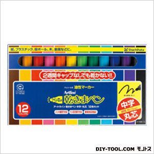 乾きまペン 油性マーカー 中字・丸芯 12色セット 紙ケース 177NK-12S 1個
