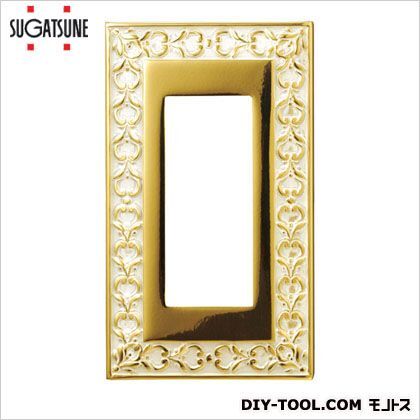 フェデ社サンセバスチャンシリーズスイッチ・コンセントプレート ゴールド ホワイト パティナ W70×H120×D9.5mm PXP-F-01221-OP 1