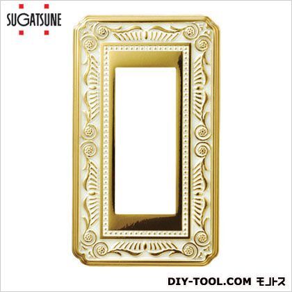 フェデ社フィレンツェシリーズスイッチ・コンセントプレート ゴールド ホワイト パティナ W70×H120×D9.5mm PXP-F-01361-OP 1