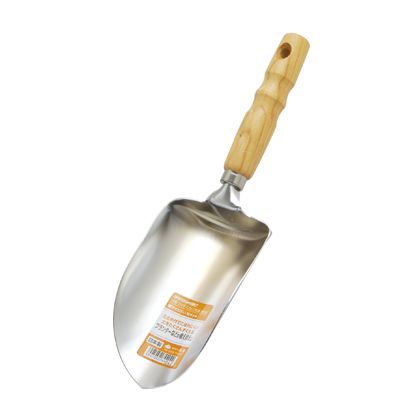 木柄ワイドスコップ丸型 Wクロームメッキ H310×W100×D55(mm) 1