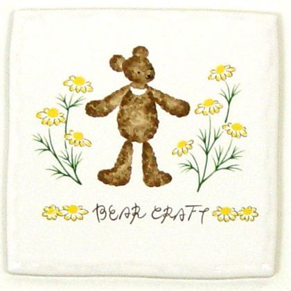 手書き風 ハッピータイル ベアークラフト ブラウン 約97×97×7mm HY-011GW 1枚