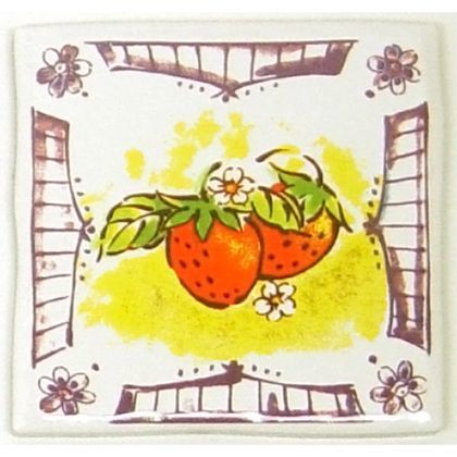 絵タイル イチゴ 約97×97×7mm ET-004 1枚