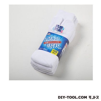 爽快綿メッシュソックス/靴下(くつ下) 指付 白 24.5~27cm 382 4足入