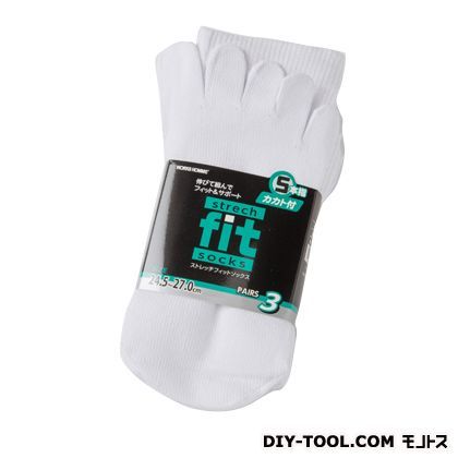 STRECH FIT SOCKS 5本指 カカト付 サラシ 24.5~27.0cm 985 3足