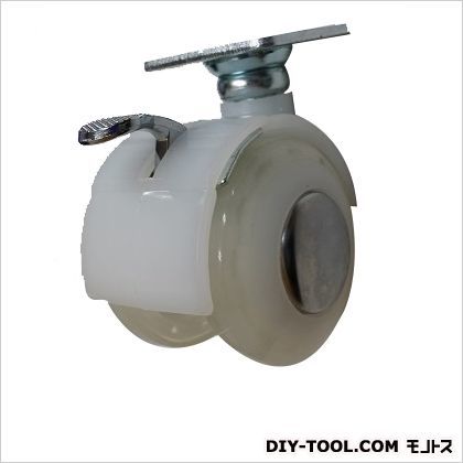 ブレーキ付双輪キャスタープレート式 白・ユニクロメッキ 50mm 51452 1