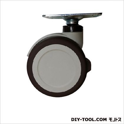 ウレタンエラストマー双輪キャスタープレート式 グレー・茶・ユニクロメッキ 100mm 51481 1