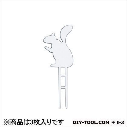 アニマルラベル 白 リス 3枚