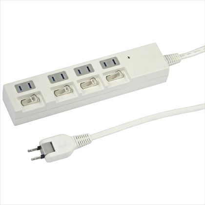 個別スイッチ付節電タップ4個口1m