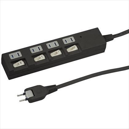 個別スイッチ付節電タップ4個口2m