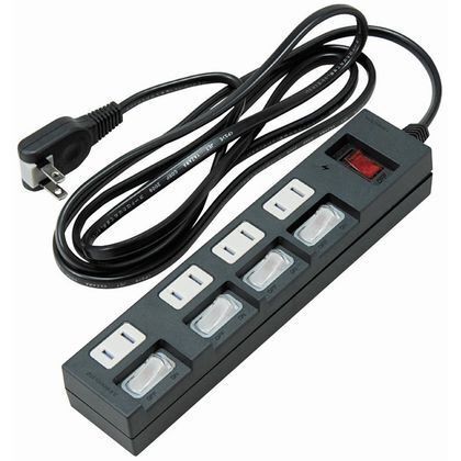 個別集中スイッチ付節電タップ4個口 黒 2m Y02BKS452BK 1