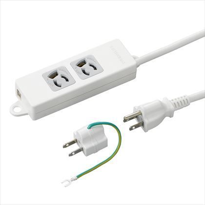 取り付け穴付抜け止めタップ2個口1m ホワイト W45mm×H164mm×D26mm Y02EJNP201WH2PA 1