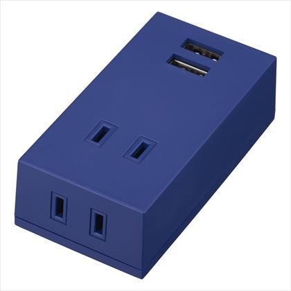フロントタップ型2AC+2USB2.1A ネイビー W42mm×H80mm×D25mm Y02FS400NV2U 1