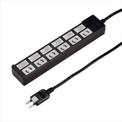 個別スイッチ付抜け止めタップ6個口5M