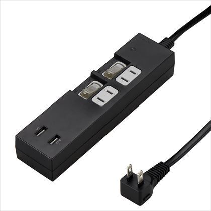 個別スイッチ付2AC2USB3.4A ブラック 2m Y02KS422BK2U 1