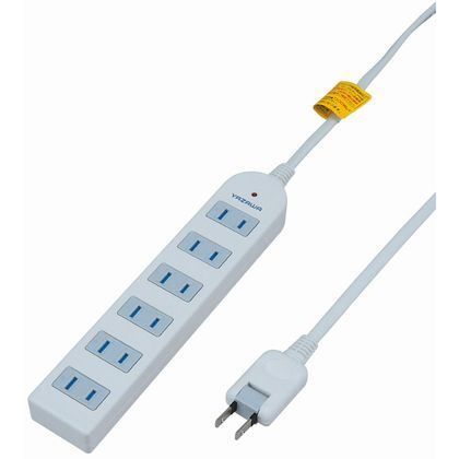 雷サージ付延長コード・タップ6個口2m ホワイト 約W42mm×H204mm×D22mm Y02KS602WH 1