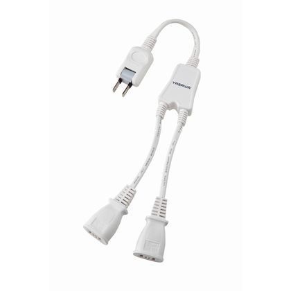ACアダプター用2分配延長コード2個口 白 H40mm×W31mm×D22mm Y02V2002WH 1