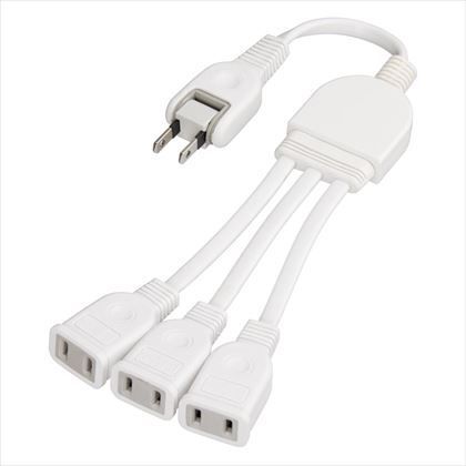 ACアダプター用3分配延長コード ホワイト 約W28mm×H40mm×D18mm Y02V3002WH 1